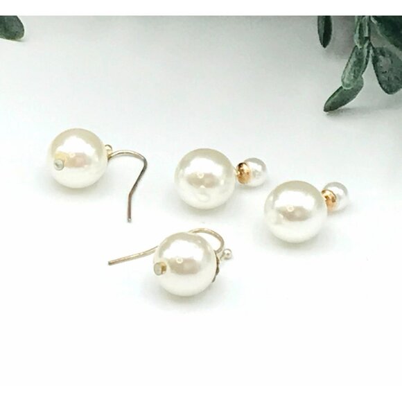 Elegant Faux Pearl Dangle & Stud Earrings Set - Picture 1 of 7
